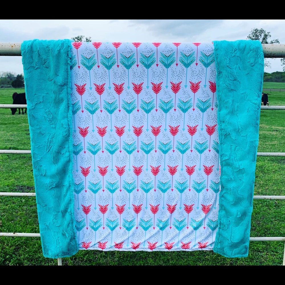 Orange & Turquoise Minky Blanket